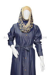 Denim Sherwani Collar Coat Abaya